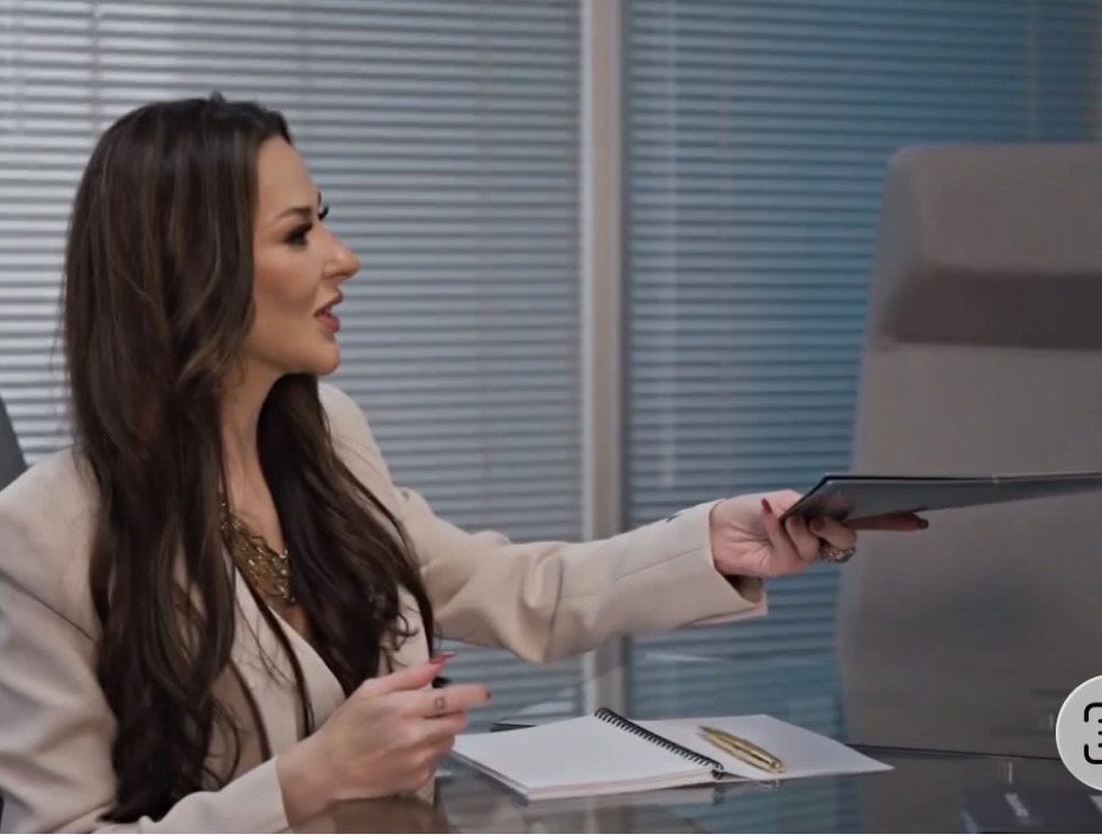 Advisor handing over documents