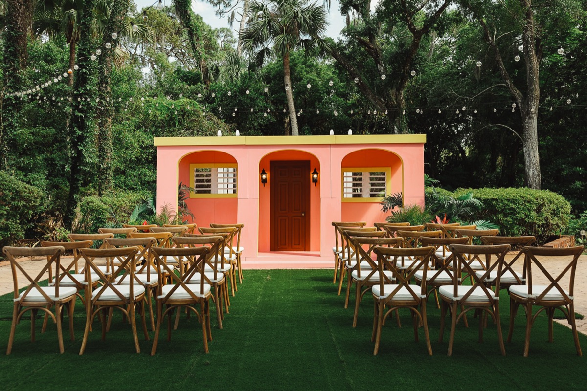 Pink casita with garden seating