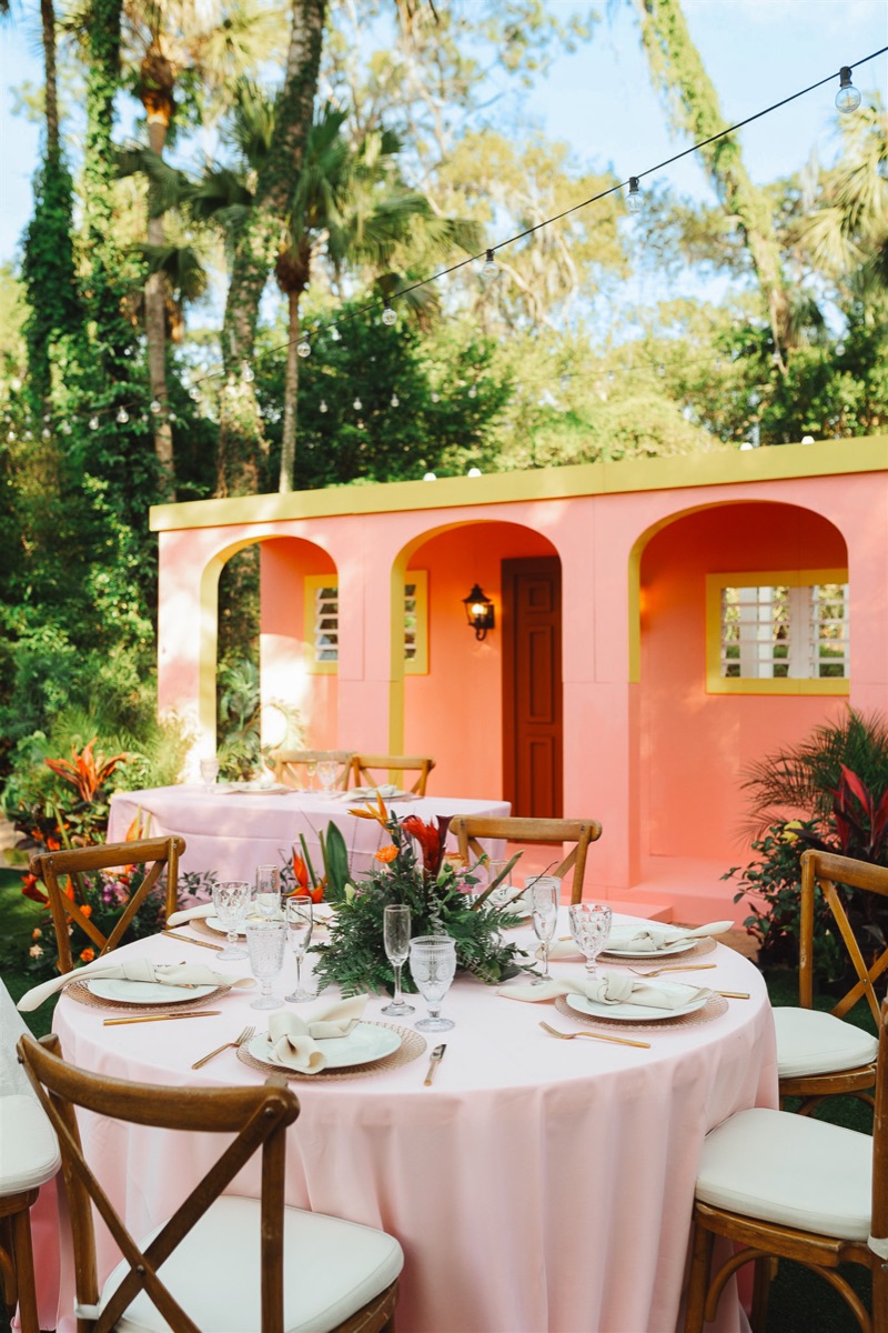 Dinner tables in front of the casita