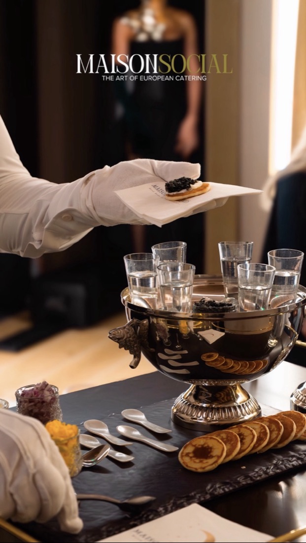 Caviar service at the table